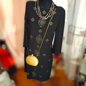 WHBM knit dress midi long sleeve embellished